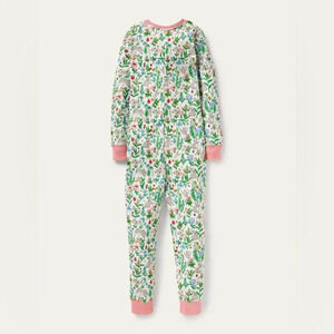 Mini Boden Snug  All-in-one Pajamas Multi Bunny Field, size 8